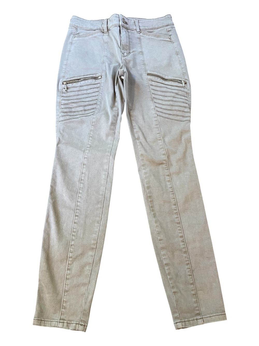 White House Black Market Moto Beige The Skinny Pants.  Size 6